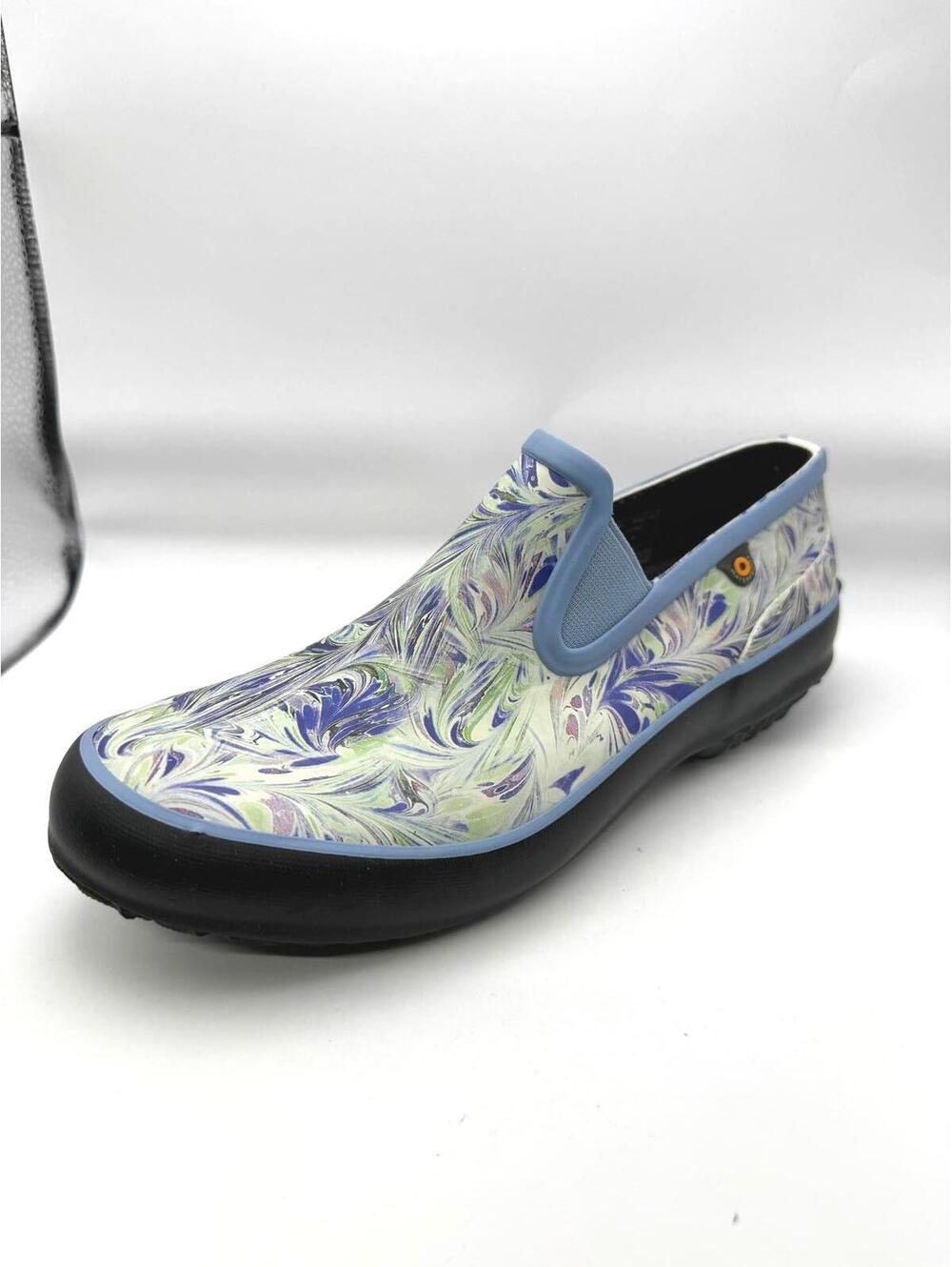 Bogs Women's Patch Slip-On Shoes in Periwinkle Marble Garden Shoes Rain Shoes